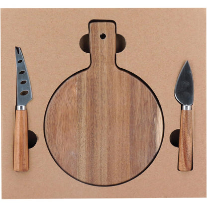 Jogo de Queijo Cheesy Madeira Natural com 3 Facas Especializadas