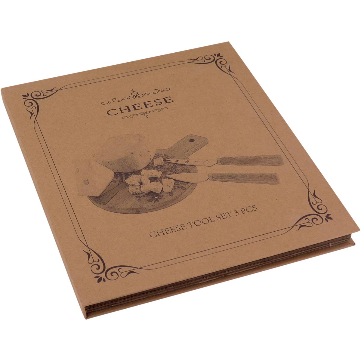 Jogo de Queijo Cheesy Madeira Natural com 3 Facas Especializadas