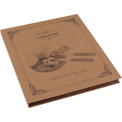 Jogo de Queijo Cheesy Madeira Natural com 3 Facas Especializadas