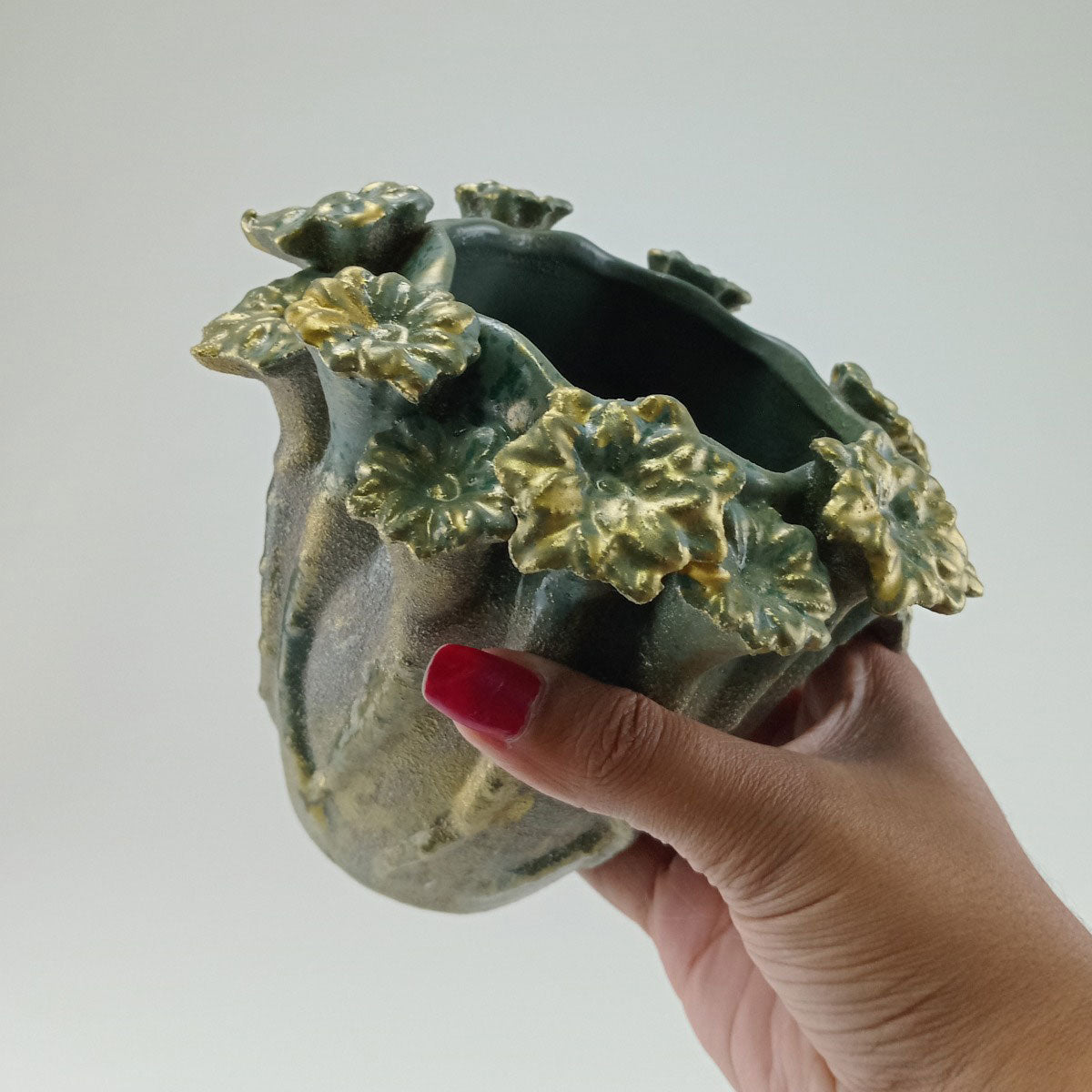 Vaso Cerâmico Verde Home&Co Chryso 14x16cm para Decoração