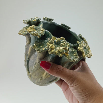 Vaso Cerâmico Verde Home&Co Chryso 14x16cm para Decoração