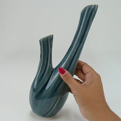 Vaso Decorativo Cerâmica Azul Home&Co Anse 29x12x8cm