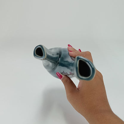 Vaso Decorativo Cerâmica Azul Home&Co Anse 29x12x8cm