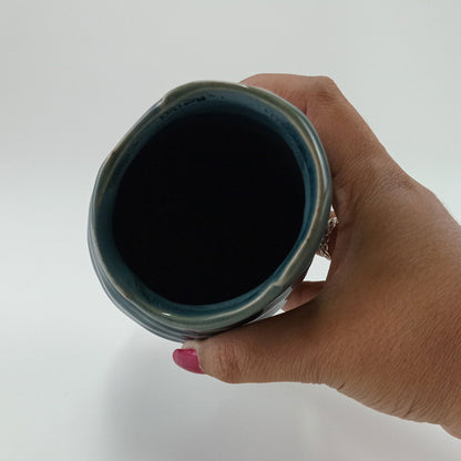 Vaso Cerâmico Azul Home&Co Ninon 15,6x8x8,1cm para Arranjos Florais