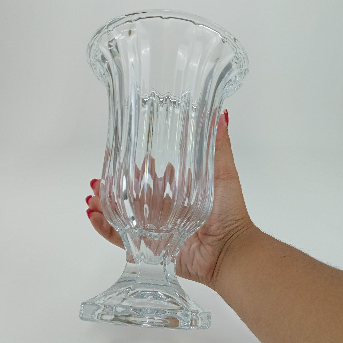 Vaso Nihao em Vidro Transparente 23x15cm para Decoração Floral
