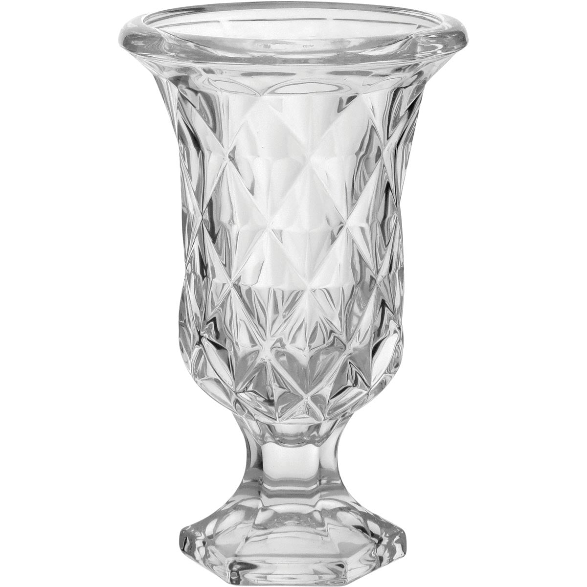 Vaso Cristal Transparente Full Diamond 23x15cm - Decoração Elegante