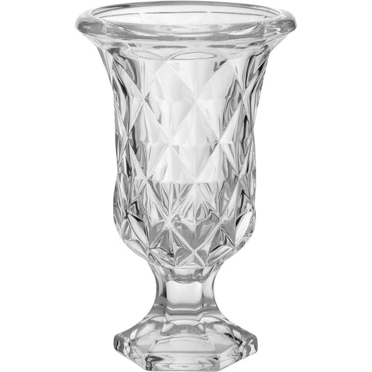 Vaso Cristal Transparente Full Diamond 23x15cm - Decoração Elegante