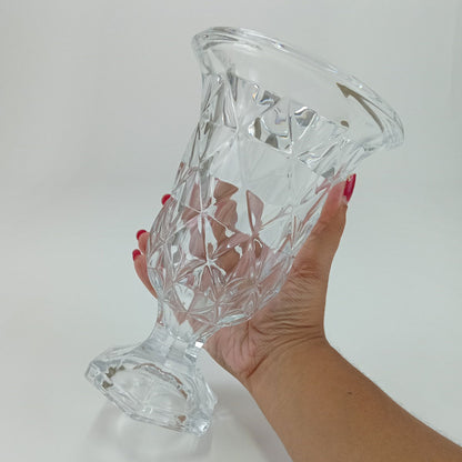 Vaso Cristal Transparente Full Diamond 23x15cm - Decoração Elegante