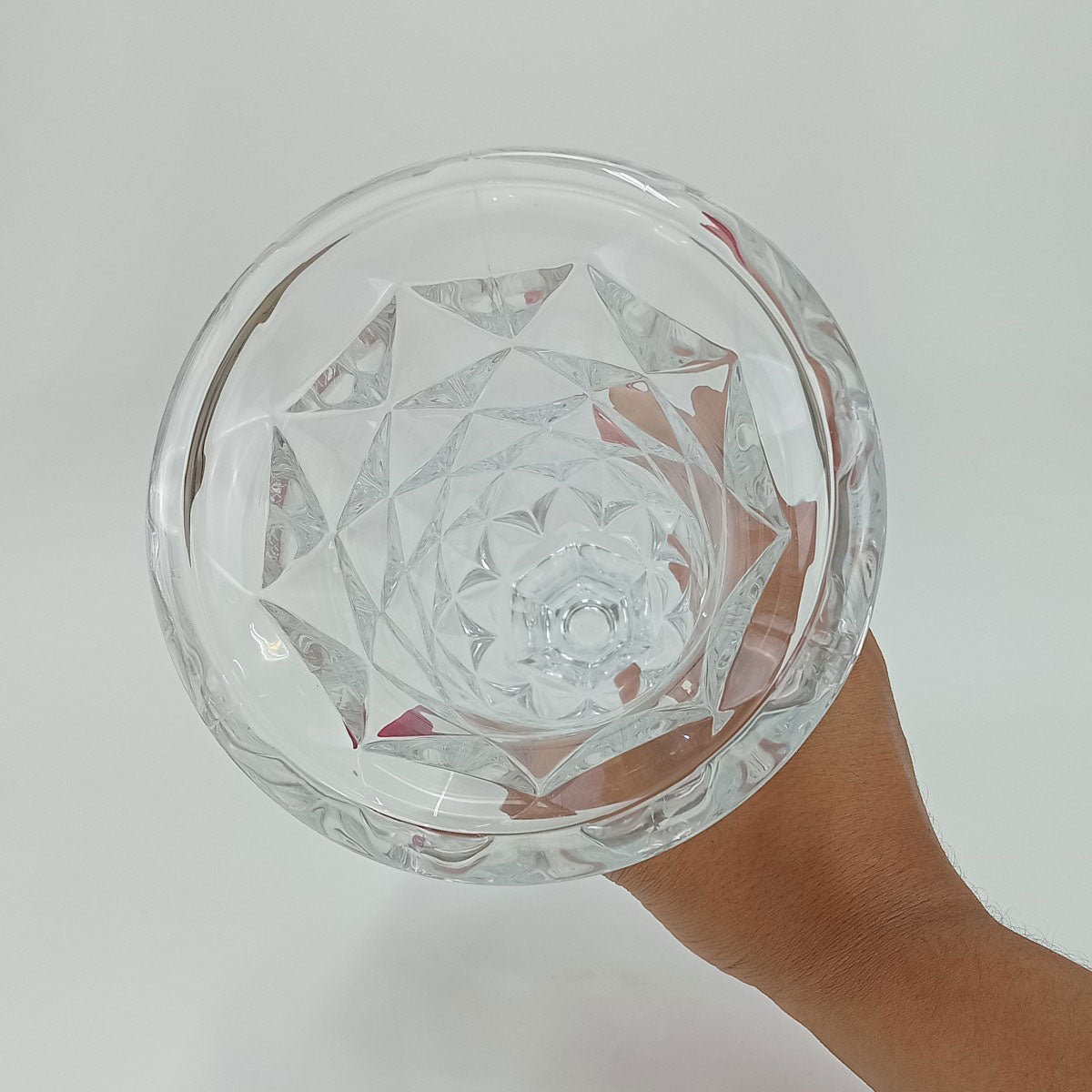 Vaso Cristal Transparente Full Diamond 23x15cm - Decoração Elegante