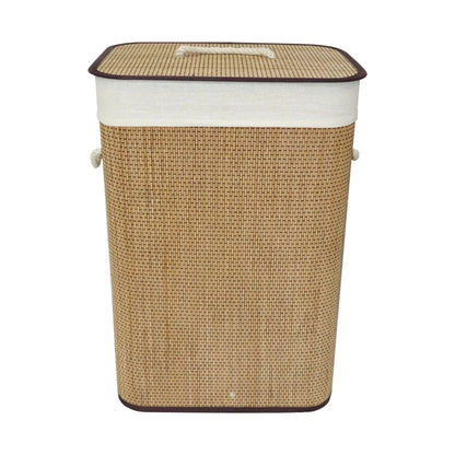 Cesto de Roupa com Tampa e Alça de Bambu Tuut Nature 40L