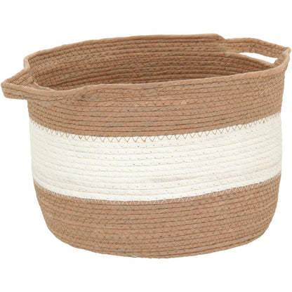 Conjunto de Cestas Decorativas Bangli Fibra Bege - 3 Peças