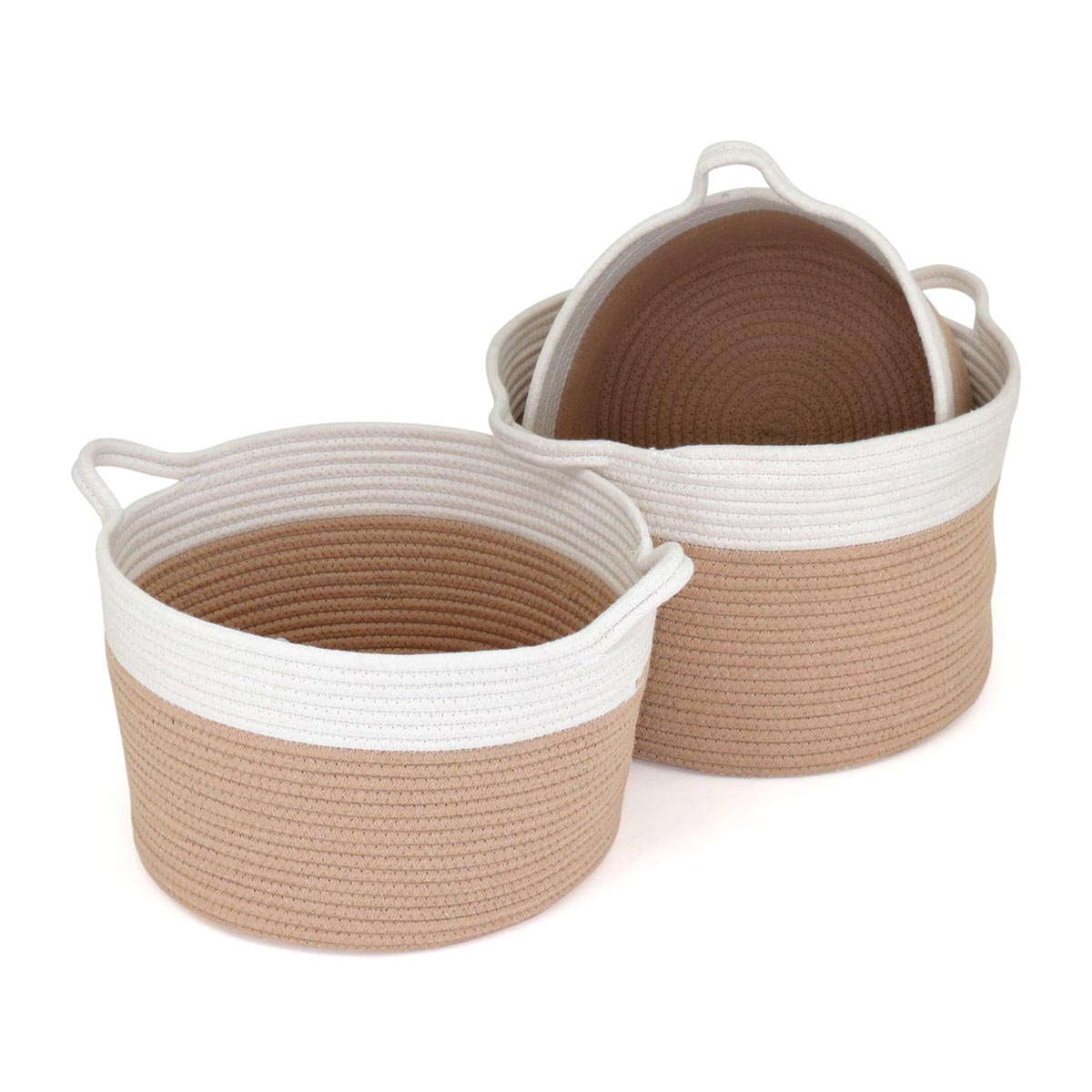 Conjunto 3 Cestas Organizadoras Allegra Tecido Branco - Grande, Médio, Pequeno