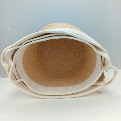 Conjunto 3 Cestas Organizadoras Allegra Tecido Branco - Grande, Médio, Pequeno