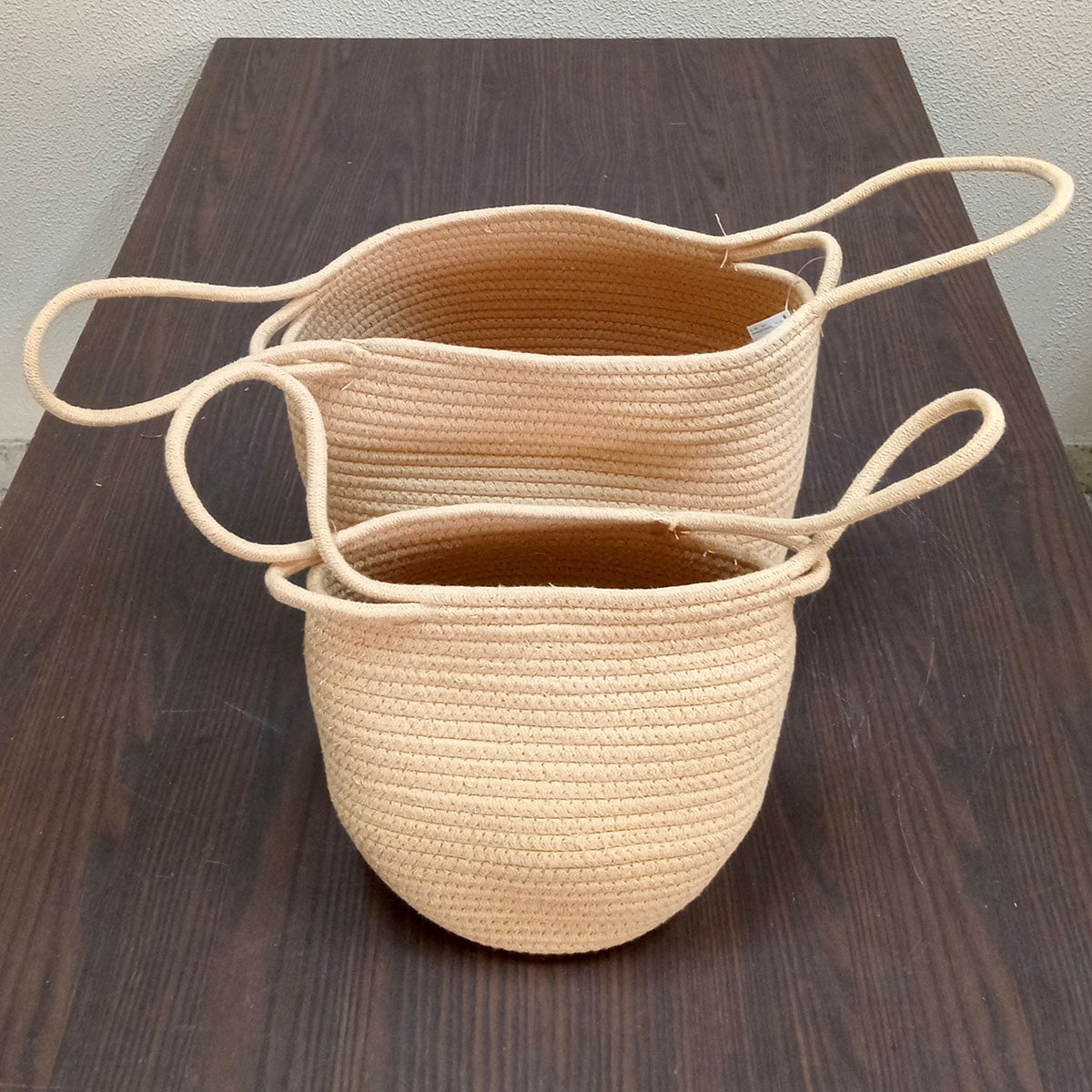 Cesta Organizadora Chartier 2 peças Tecido Natural Bege Grande e Pequena