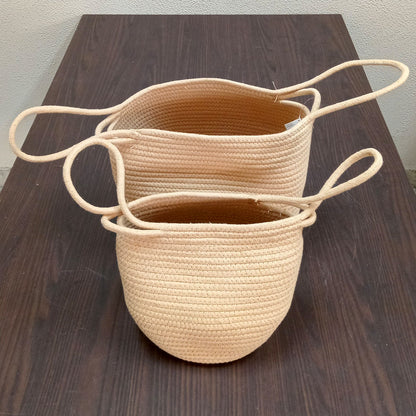 Cesta Organizadora Chartier 2 peças Tecido Natural Bege Grande e Pequena