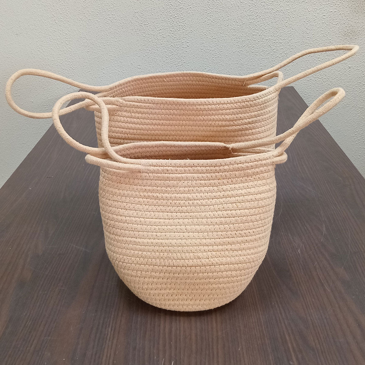 Cesta Organizadora Chartier 2 peças Tecido Natural Bege Grande e Pequena