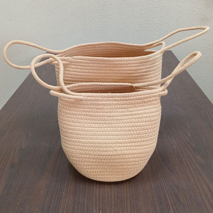 Cesta Organizadora Chartier 2 peças Tecido Natural Bege Grande e Pequena