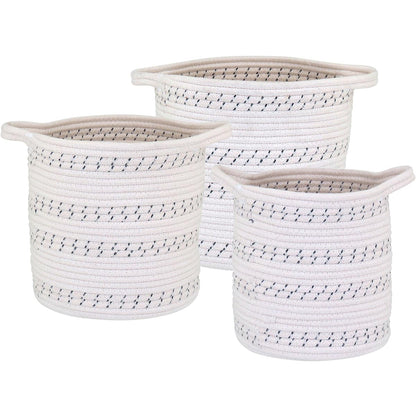 Cestas Organizadoras Allegra 3 Peças Tecido Branco para Decoração