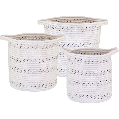 Cestas Organizadoras Allegra 3 Peças Tecido Branco para Decoração