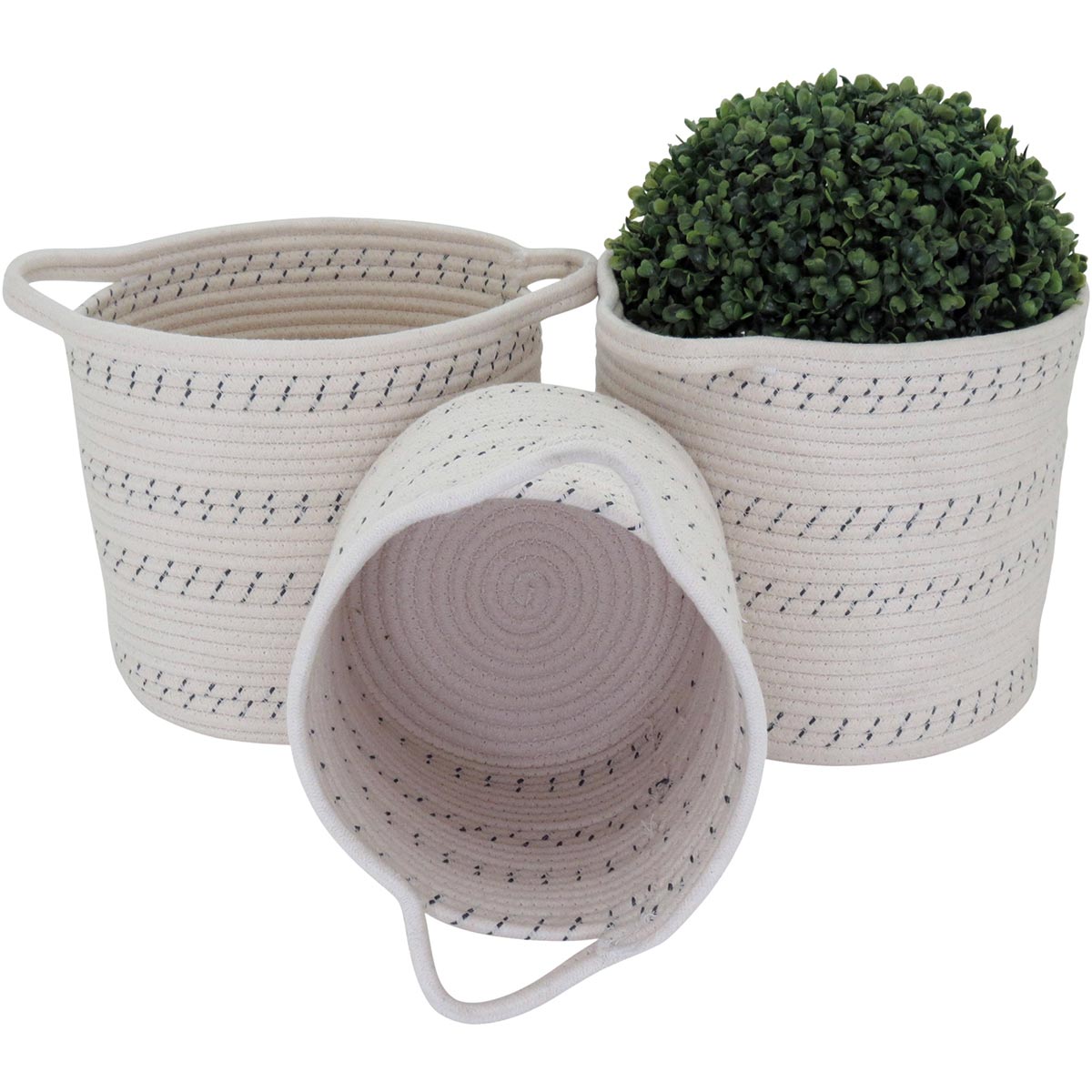 Cestas Organizadoras Allegra 3 Peças Tecido Branco para Decoração