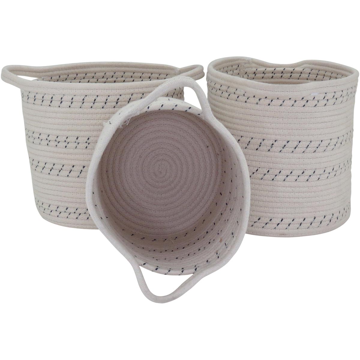 Cestas Organizadoras Allegra 3 Peças Tecido Branco para Decoração