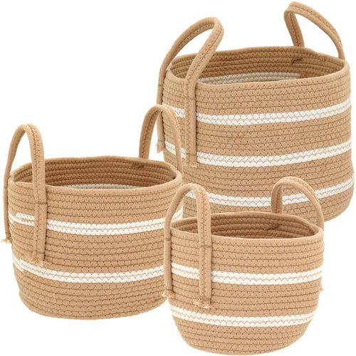 Cesta Organizadora Singara Tecido Bege - Conjunto 3 Peças Tamanhos G/M/P