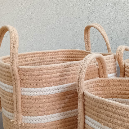 Cesta Organizadora Singara Tecido Bege - Conjunto 3 Peças Tamanhos G/M/P