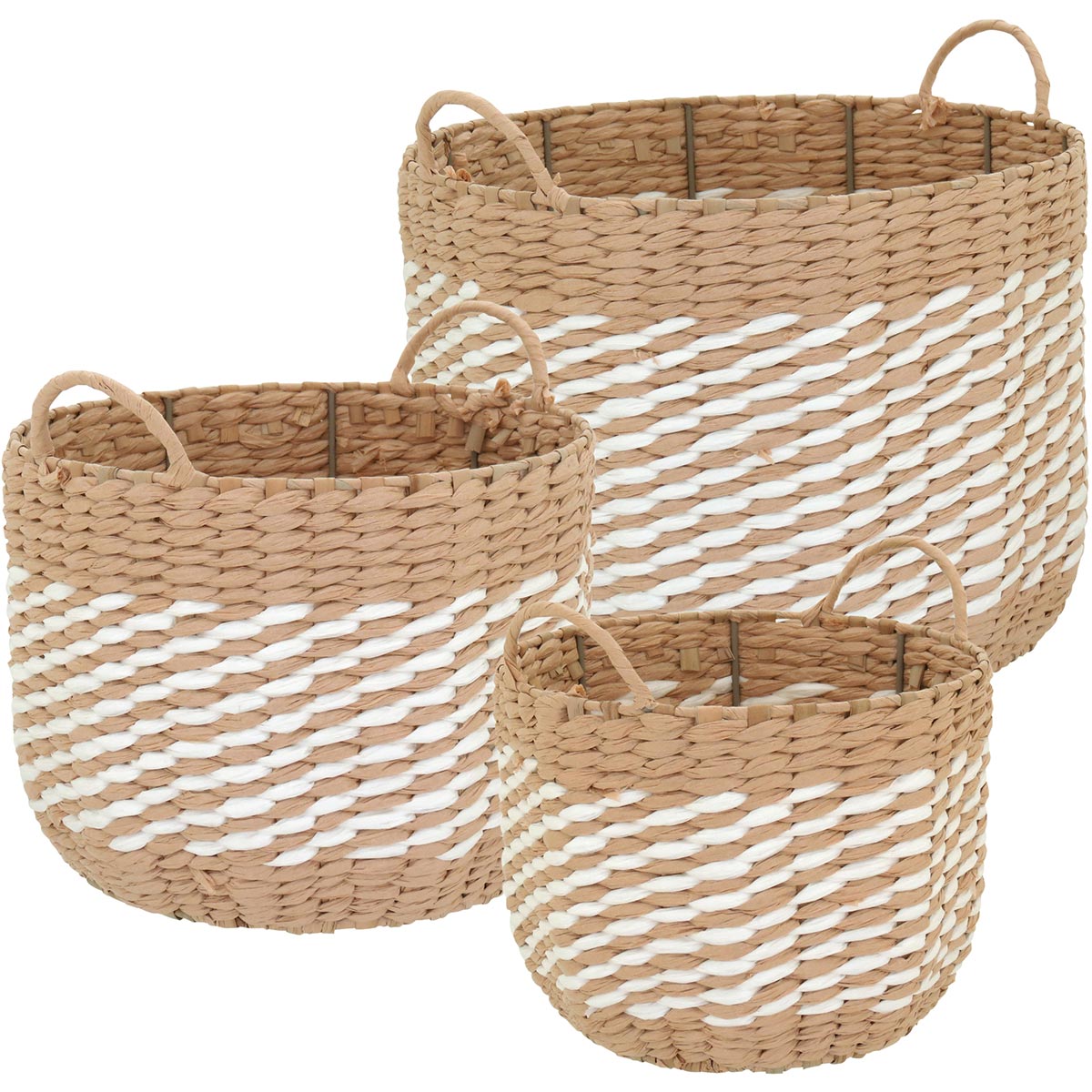 Conjunto de Cestas Organizadoras Canggu 3 Peças Fibra Natural Bege