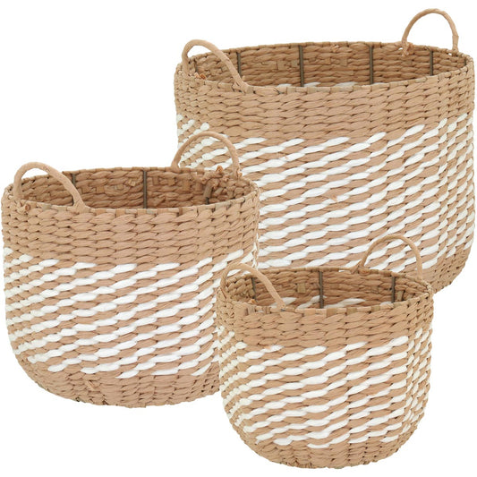 Conjunto de Cestas Organizadoras Canggu 3 Peças Fibra Natural Bege