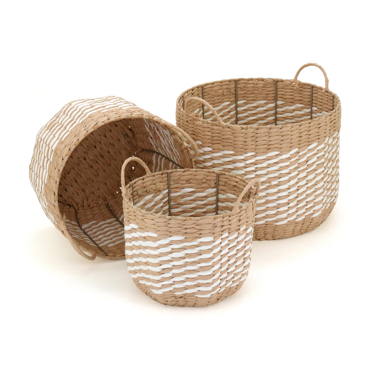 Conjunto de Cestas Organizadoras Canggu 3 Peças Fibra Natural Bege