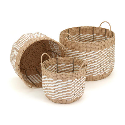 Conjunto de Cestas Organizadoras Canggu 3 Peças Fibra Natural Bege