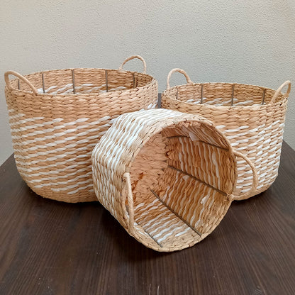 Conjunto de Cestas Organizadoras Canggu 3 Peças Fibra Natural Bege