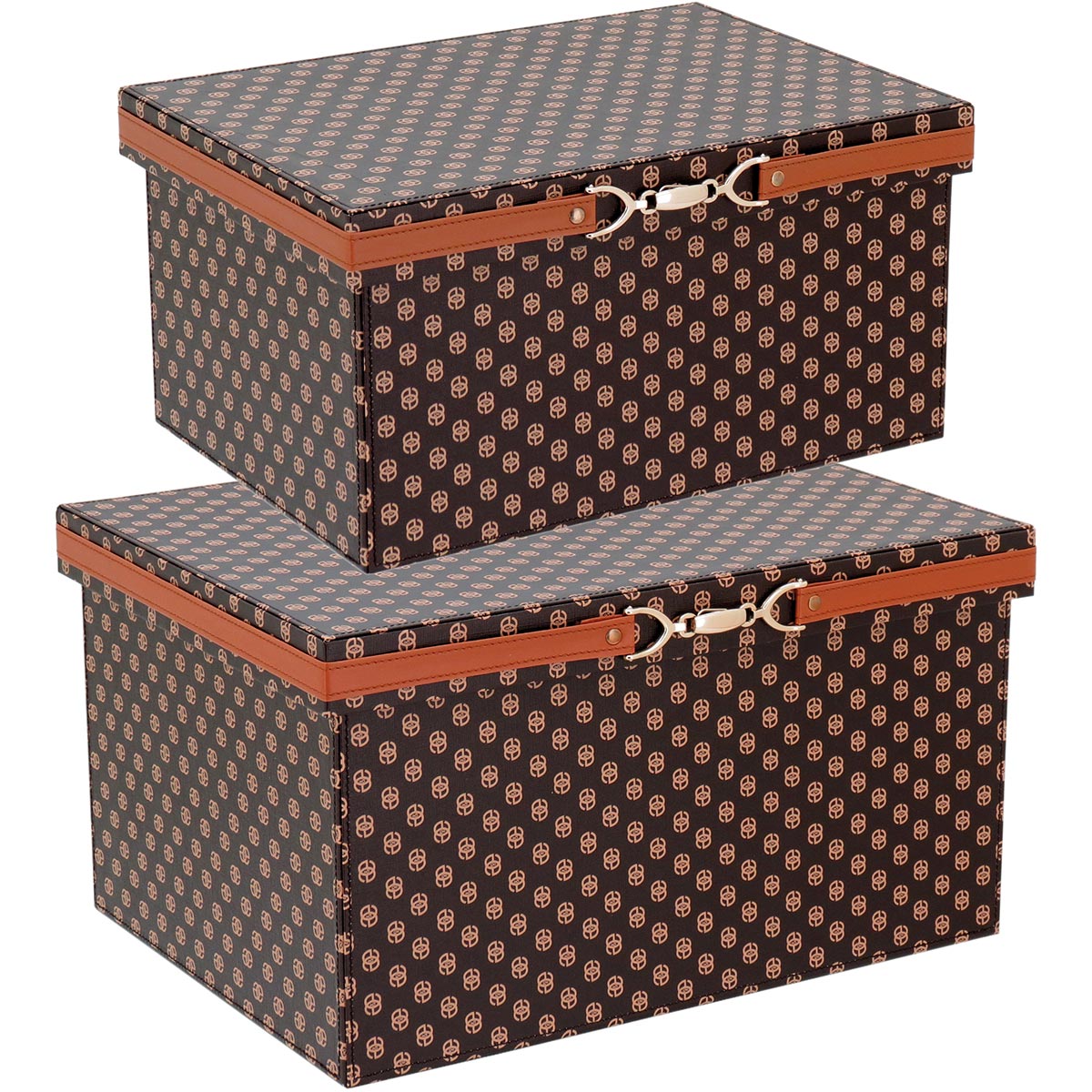 Caixa Organizadora Sintética Marrom Home&Co Francesca 2 Peças