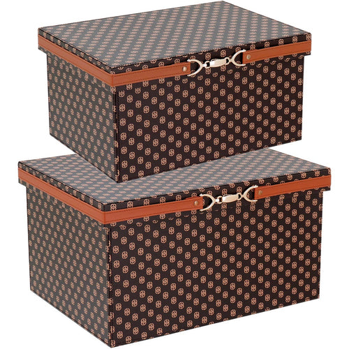 Caixa Organizadora Sintética Marrom Home&Co Francesca 2 Peças