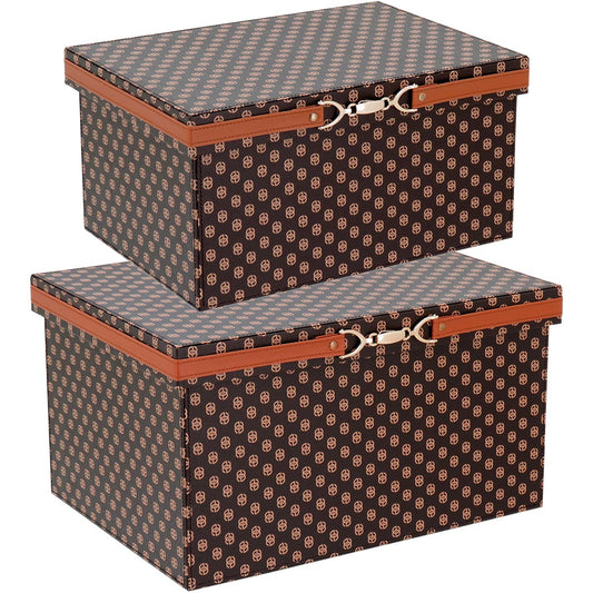 Caixa Organizadora Sintética Marrom Home&Co Francesca 2 Peças