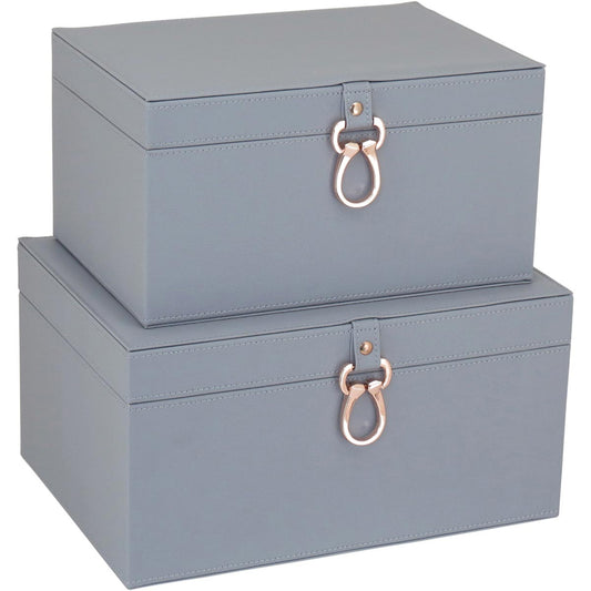 Caixa Organizadora Sintética Azul Home&Co Vênus 2 Peças