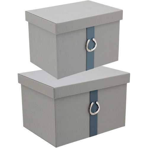 Caixa Organizadora Sintética Cinza 2 Peças Home&Co Saturno