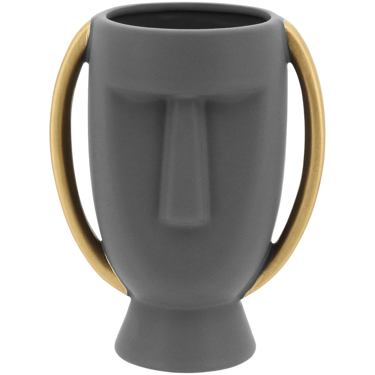 Vaso Pasco Cerâmica 21x17x11cm Cinza