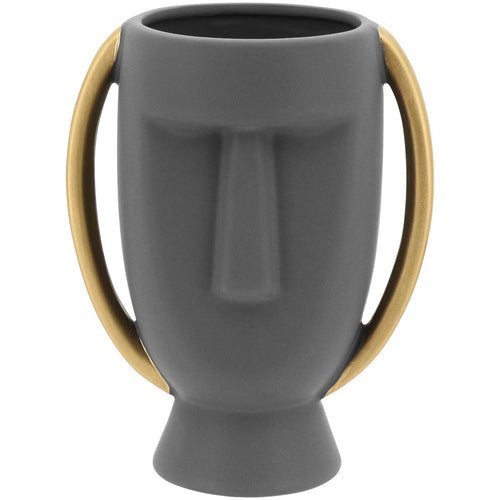 Vaso Pasco Cerâmica 21x17x11cm Cinza