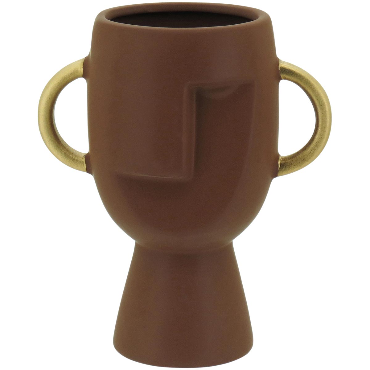 Vaso Pasco Cerâmica 18x15x9cm Marrom