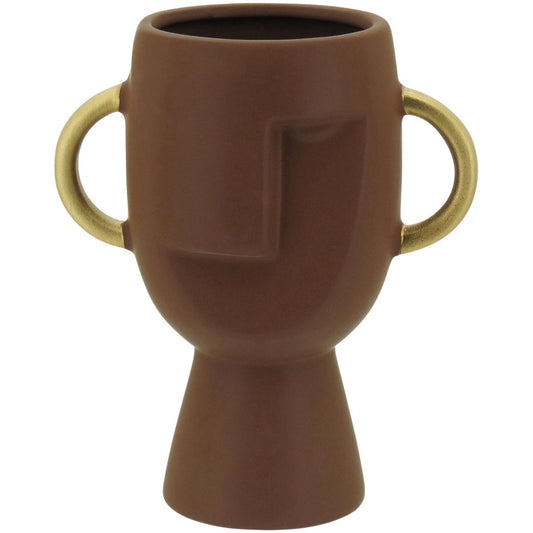 Vaso Pasco Cerâmica 18x15x9cm Marrom