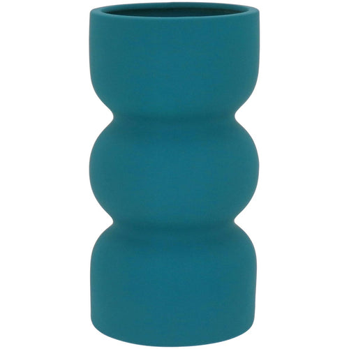 Vaso Cerâmica Azul Noela 20x11x11cm Decoração Interiores
