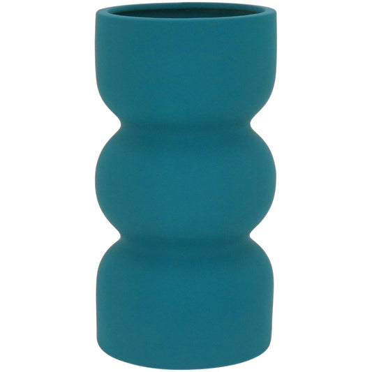Vaso Cerâmica Azul Noela 20x11x11cm Decoração Interiores
