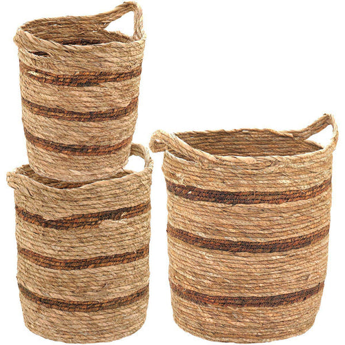 Cesta Organizadora Conjunto 3 Peças Tirta Fibra Natural Marrom