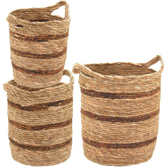 Cesta Organizadora Conjunto 3 Peças Tirta Fibra Natural Marrom