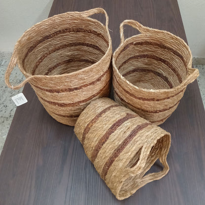 Cesta Organizadora Conjunto 3 Peças Tirta Fibra Natural Marrom