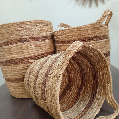 Cesta Organizadora Conjunto 3 Peças Tirta Fibra Natural Marrom