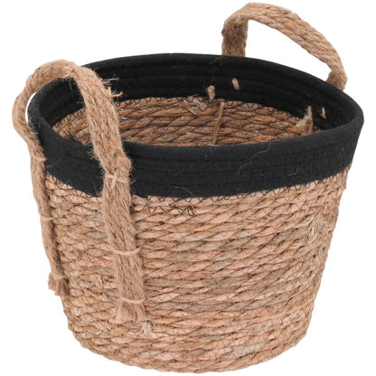 Cesta Organizadora Kigali 3 Peças Fibra Natural Marrom Grande, Médio e Pequeno