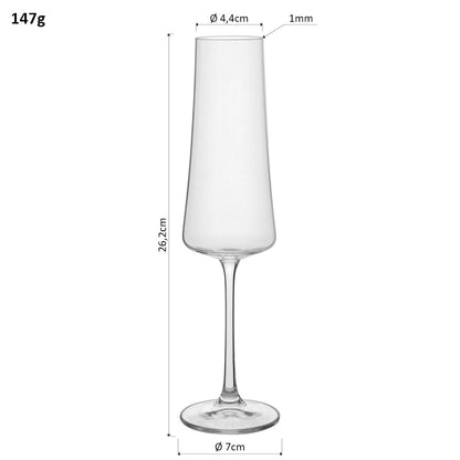 Conjunto 6 Taças Champanhe Bohemia Xtra Cristal 210ml Transparente