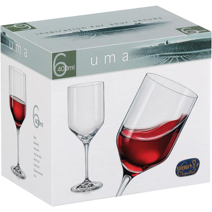 Conjunto 6 Taças de Vinho Bohemia Cristal 400ml Transparente 23x9cm